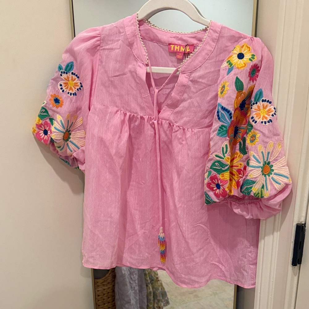 THML Pink Embroidered Blouse